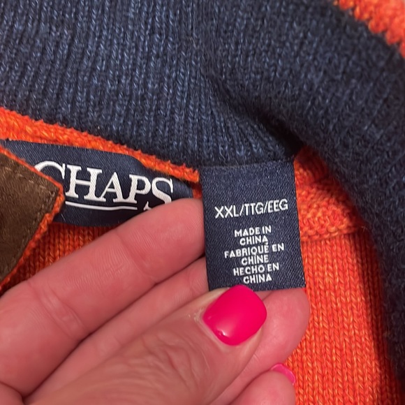 Chaps Mens Henley Sweater orange  Mock Neck Ribbed Long Sleeve  XXL more like xl - Picture 4 of 4
